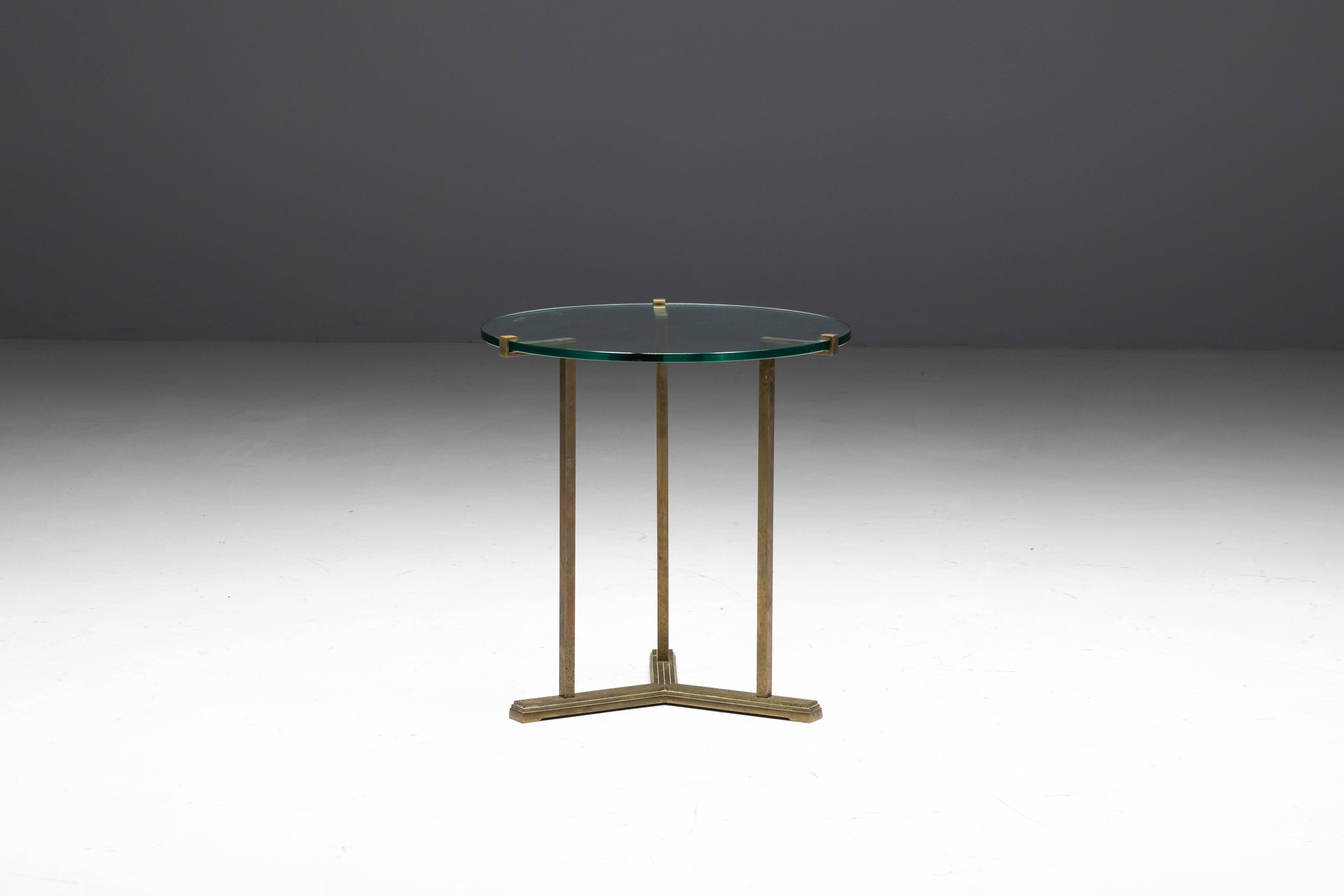 Side Table by Peter Ghyczy in Brass and Glass, Netherlands, 1970s