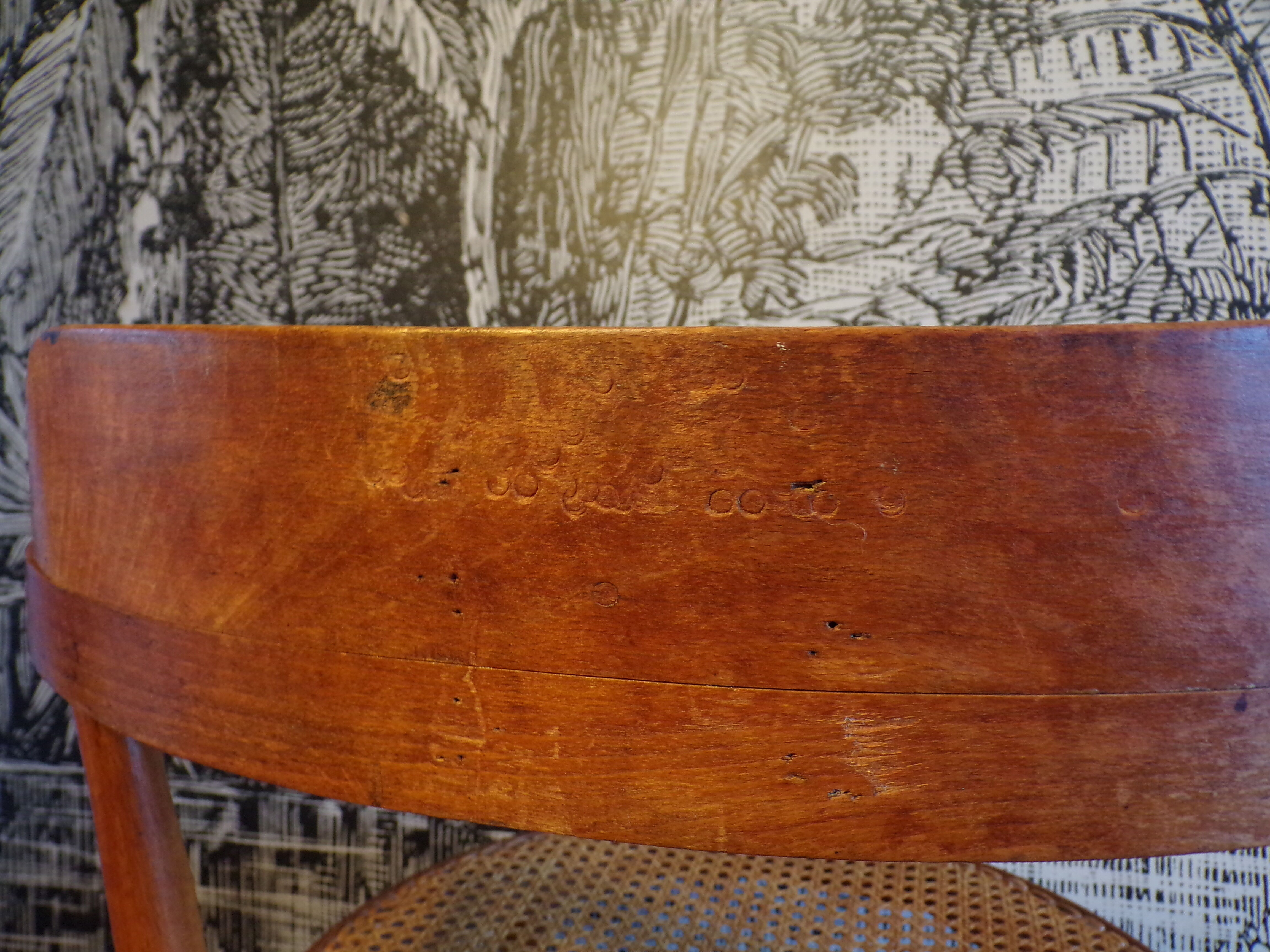 Vintage curved wood armchair