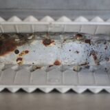 White enameled cast iron vase, art deco vase, art deco planter, collection