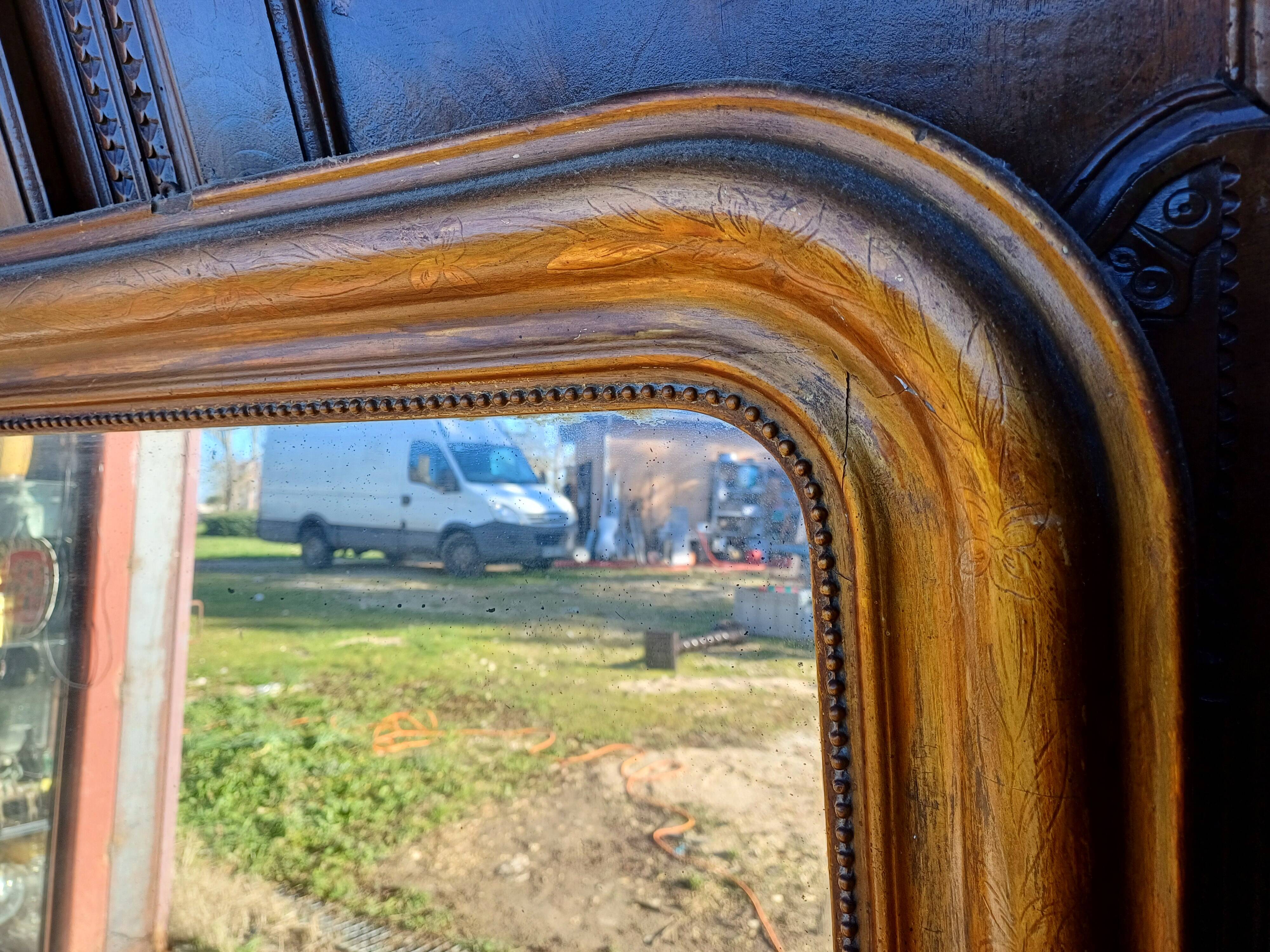 Napoleon III mirror in wood and gilded stucco
