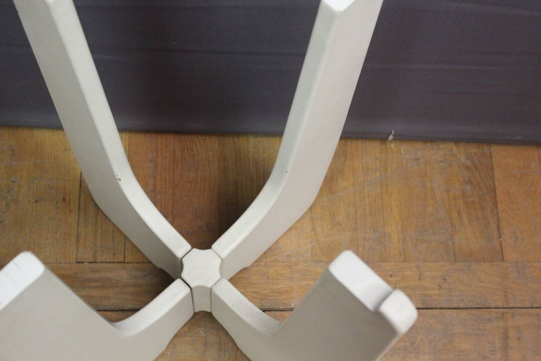 Pedestal Table In White Lacquered Wood And Marble Circa 1970