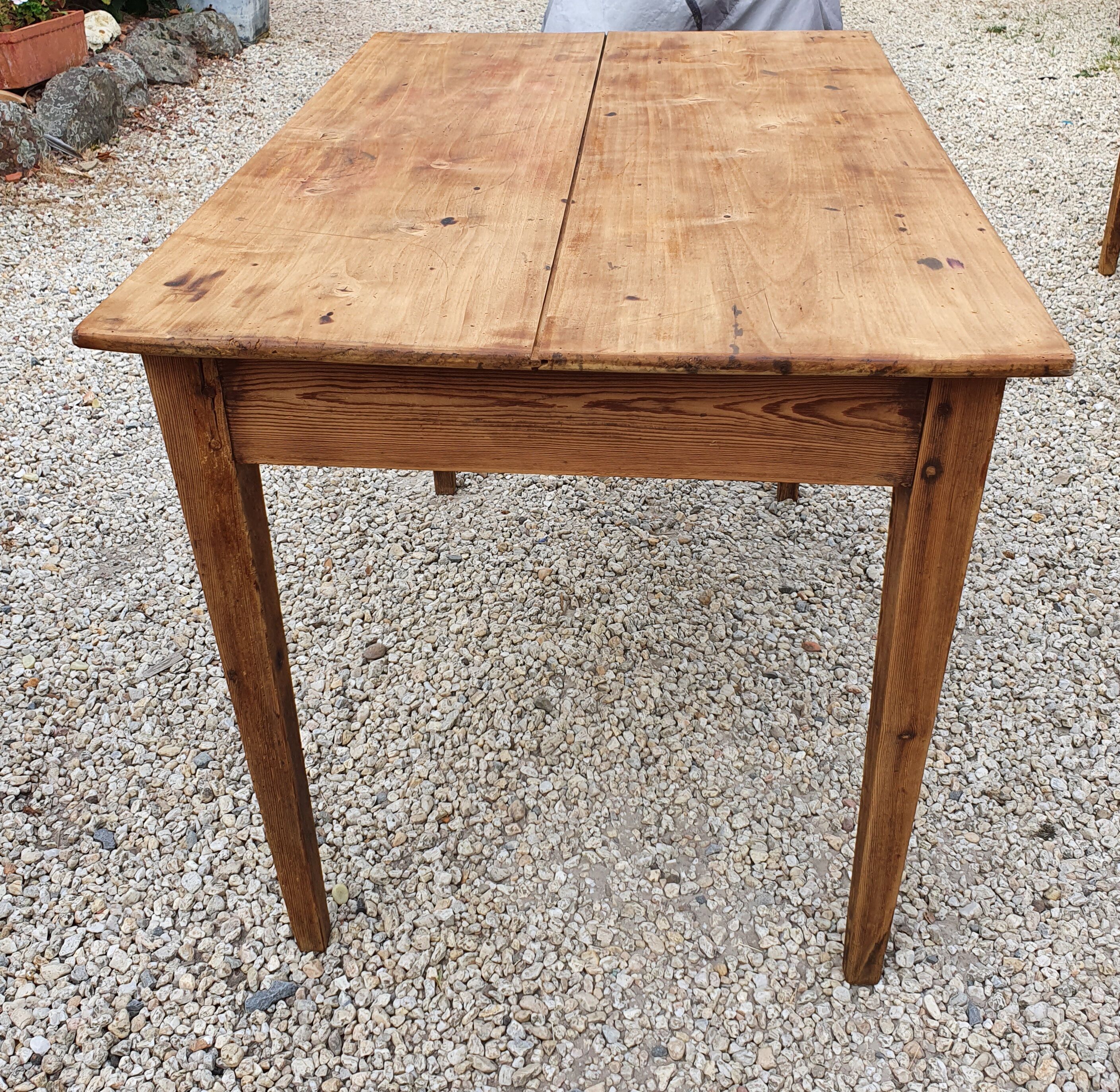 Old farmhouse table waxed wood 110 cm