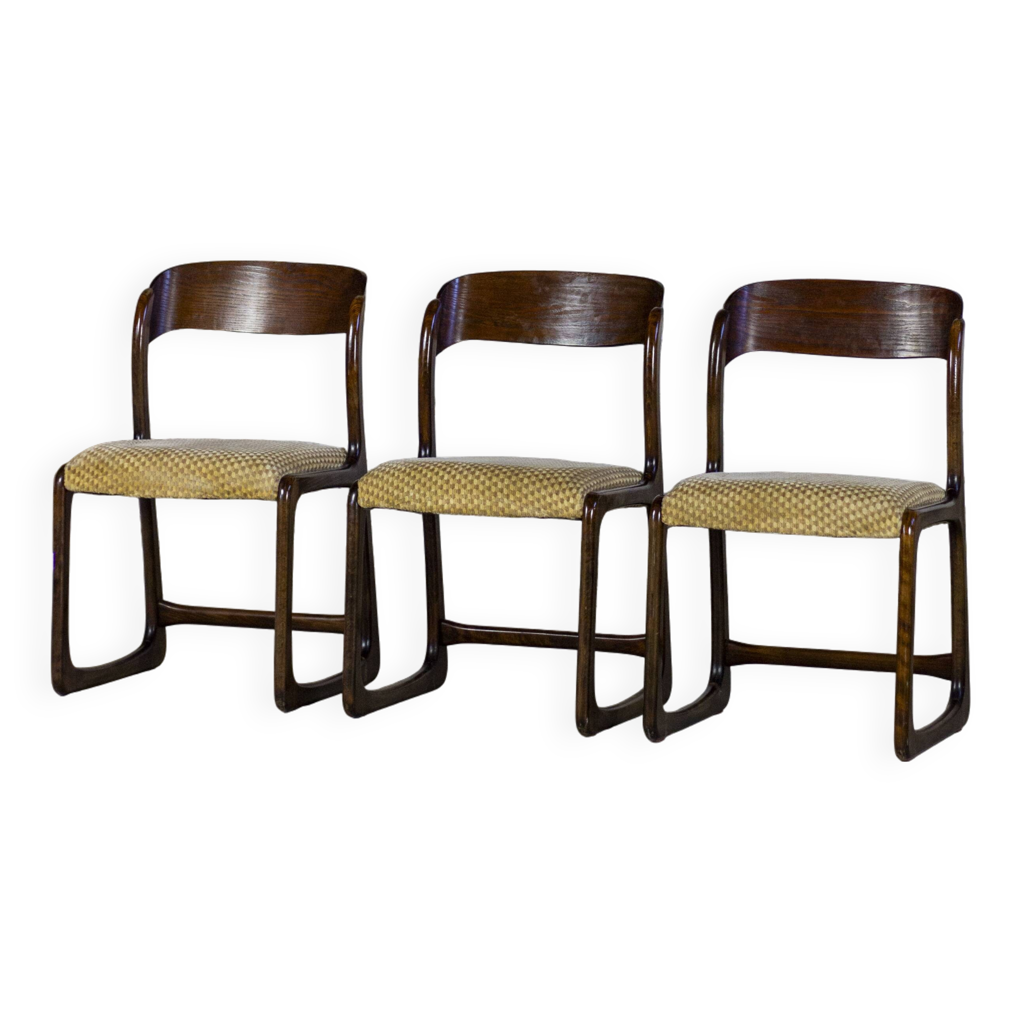 Set of 3 sleigh chairs by Baumann, 1960