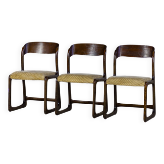 Lot de 3 chaises traineau par Baumann, 1960