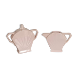 Saint Amand Art Deco earthenware creamer and sugar bowl