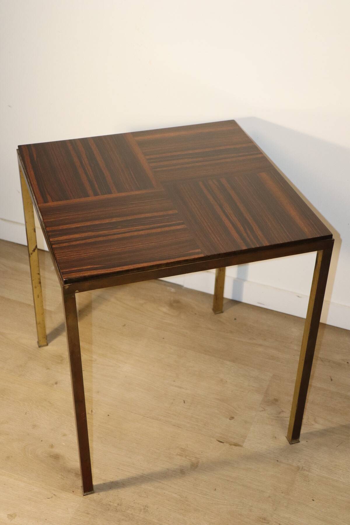 Vintage side table in rosewood & bronze – 1960s
