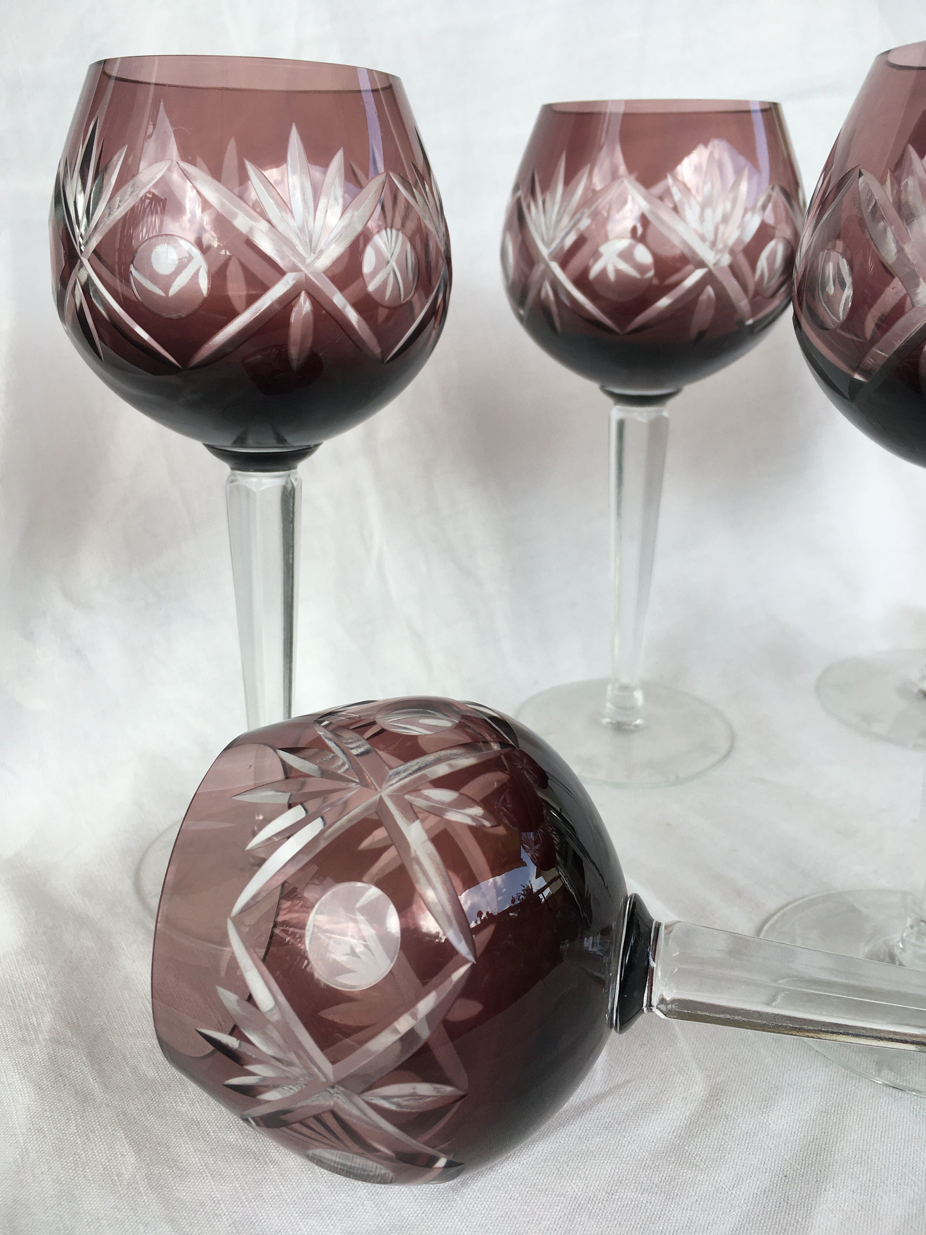 Set of 6 Bohemian crystal glasses