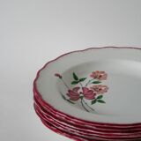 Set of 7 Salins soup plates with serrated edges with flowers 1950