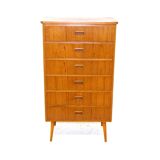 Tallboy teak chest of drawers, sweden, 1950