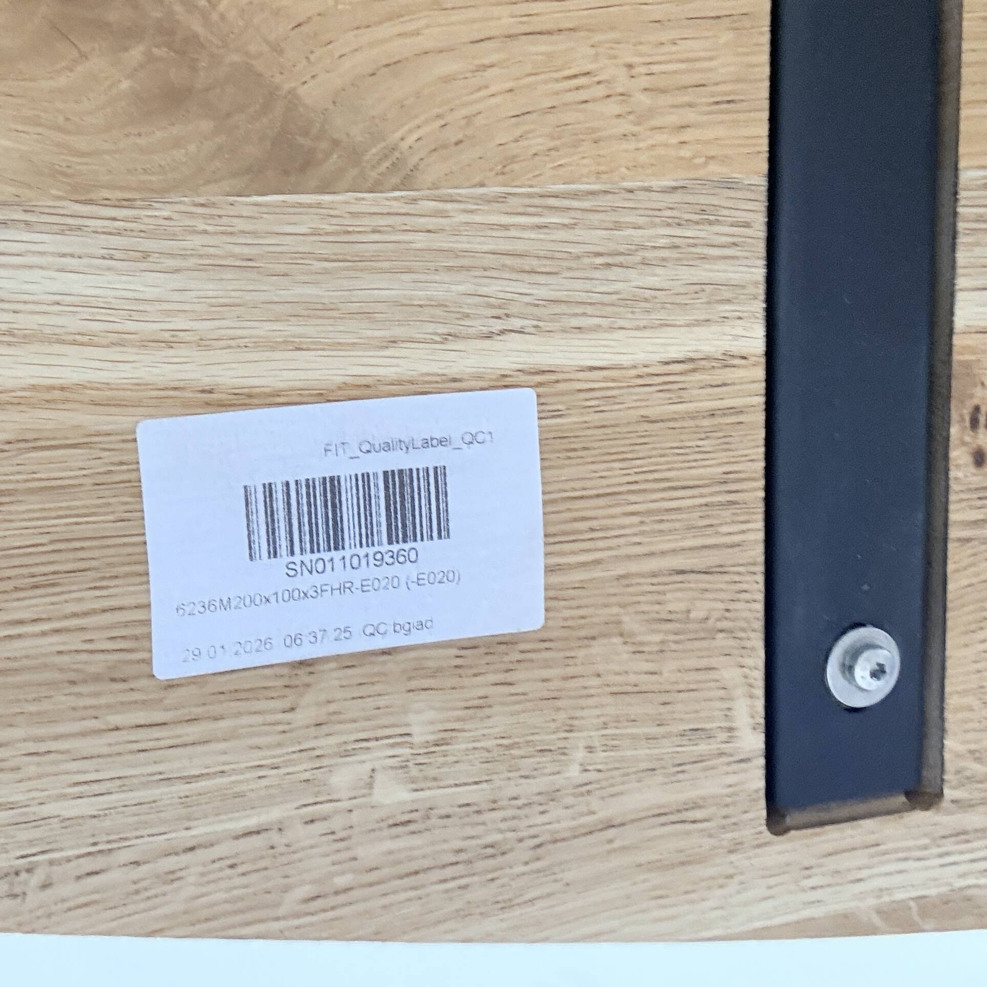 Organic oak dining table with steel matrix base, Hjort Knudsen