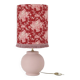 Recycled vintage lamp — Pink ceramic base and red fabric shade