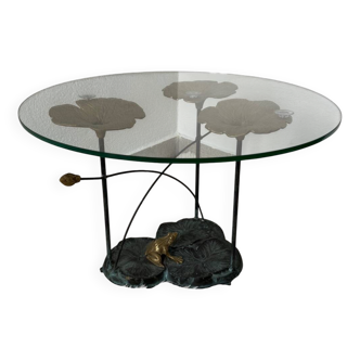 Vintage bronze water lily coffee table