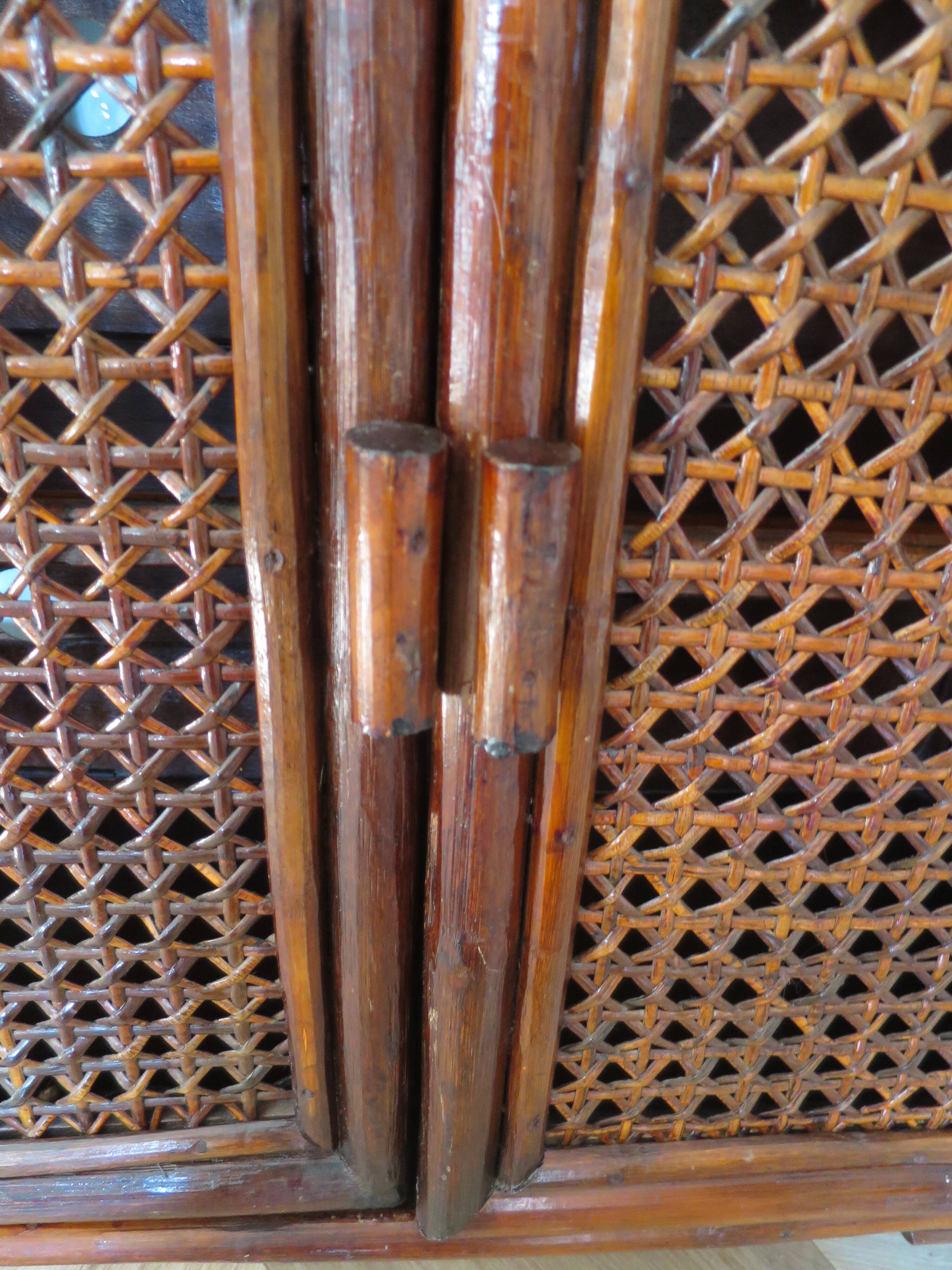 Support buffet bibus woven rattan 2 doors in caning - vintage 60s/70s