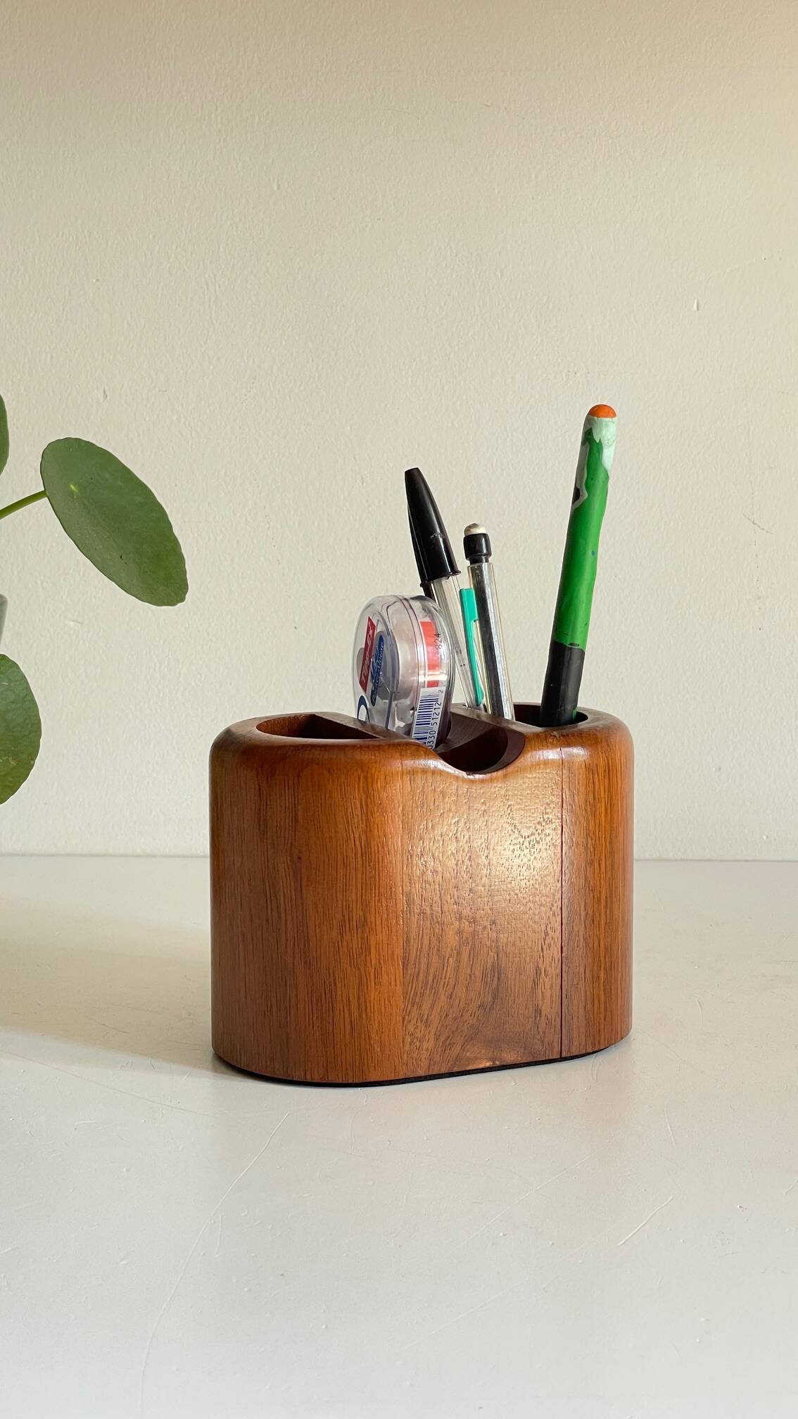 Vintage Teak Pencil Holder
