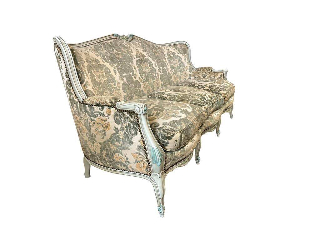 Vintage grey beige baroque armchair/sofa/lounge.