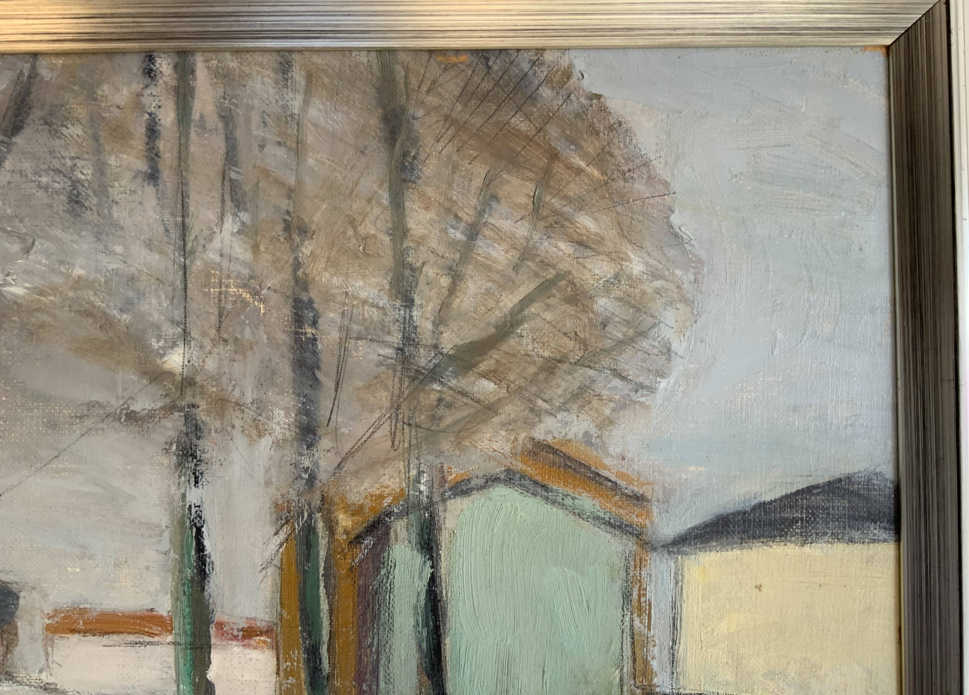 Small Vintage Modernism Painting Landscape, signed Rydholm