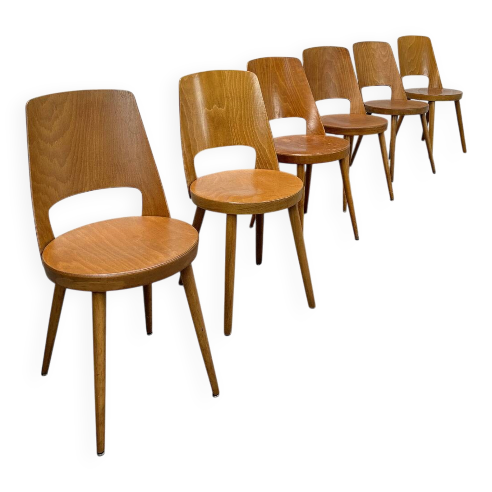 Suite de 6 chaises Baumann en hêtre
