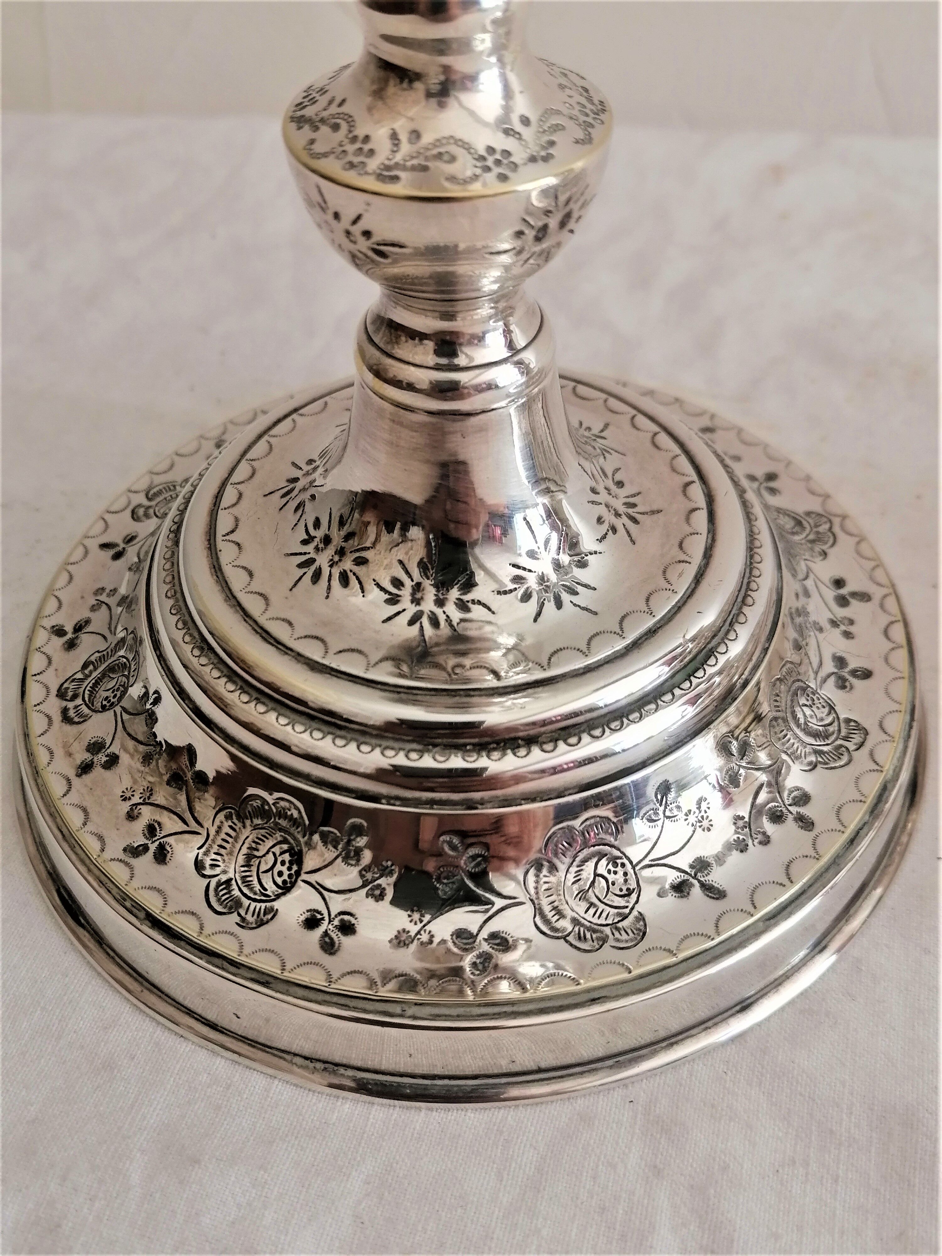 Pair of silver bronze torches, XIXth