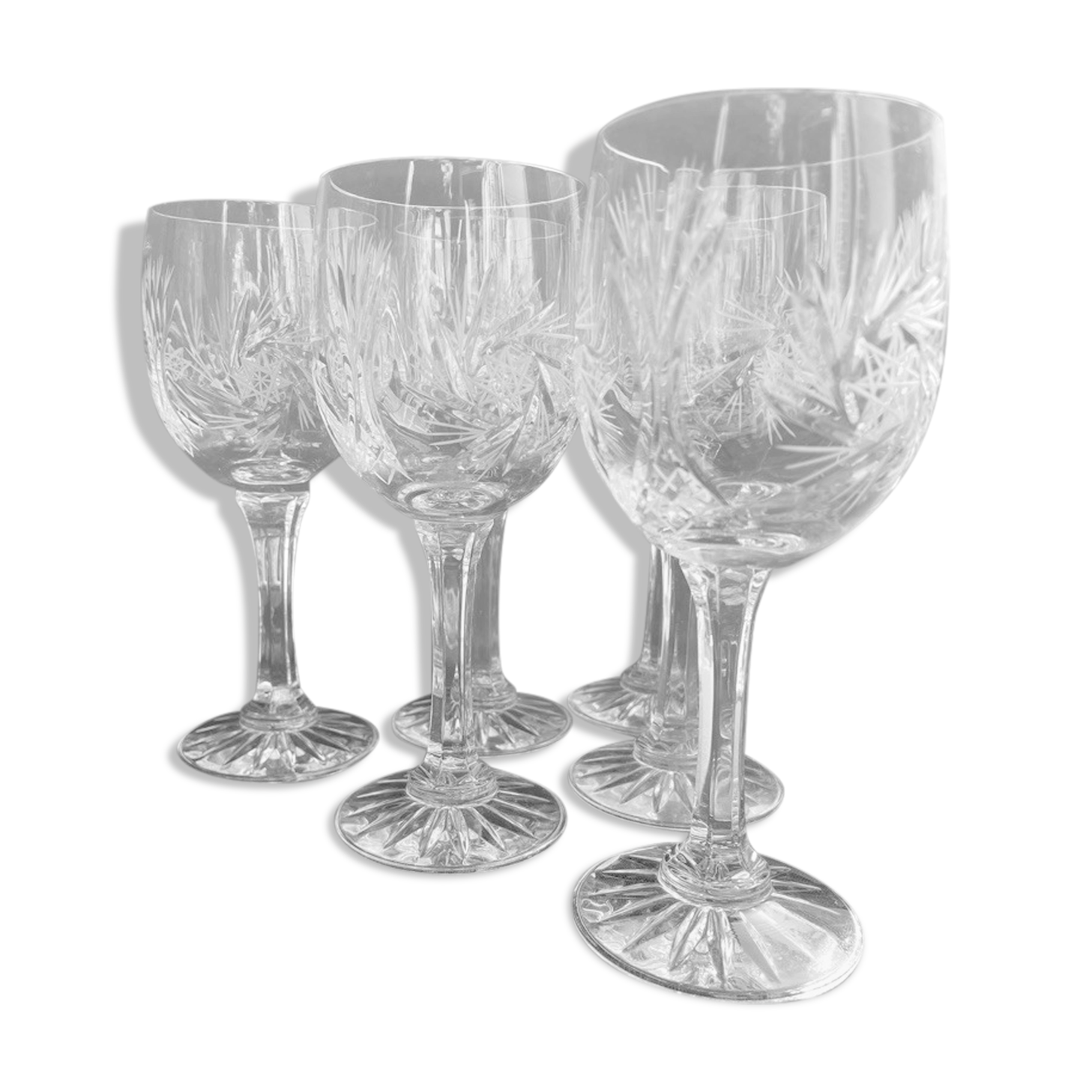 Cristal de Bohème - Verres à eau ou à vin (6) - Moderne milieu de siècle - Cristal taillé main