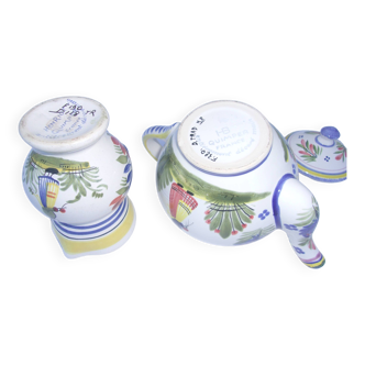 Quimper Henriot teapot and pitcher