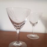 Set of 4 star-engraved glasses from the 50s