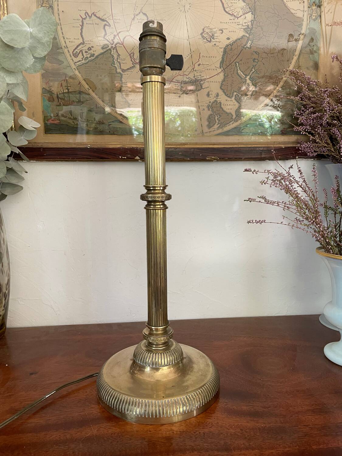 Brass column lamp 43cm circa 1900