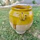 Vase, pot, jarre à huile en terre cuite vernissée jaune, fin 19ème