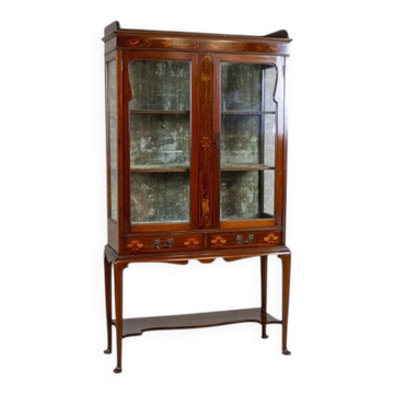 English-inlaid mahogany display cabinet