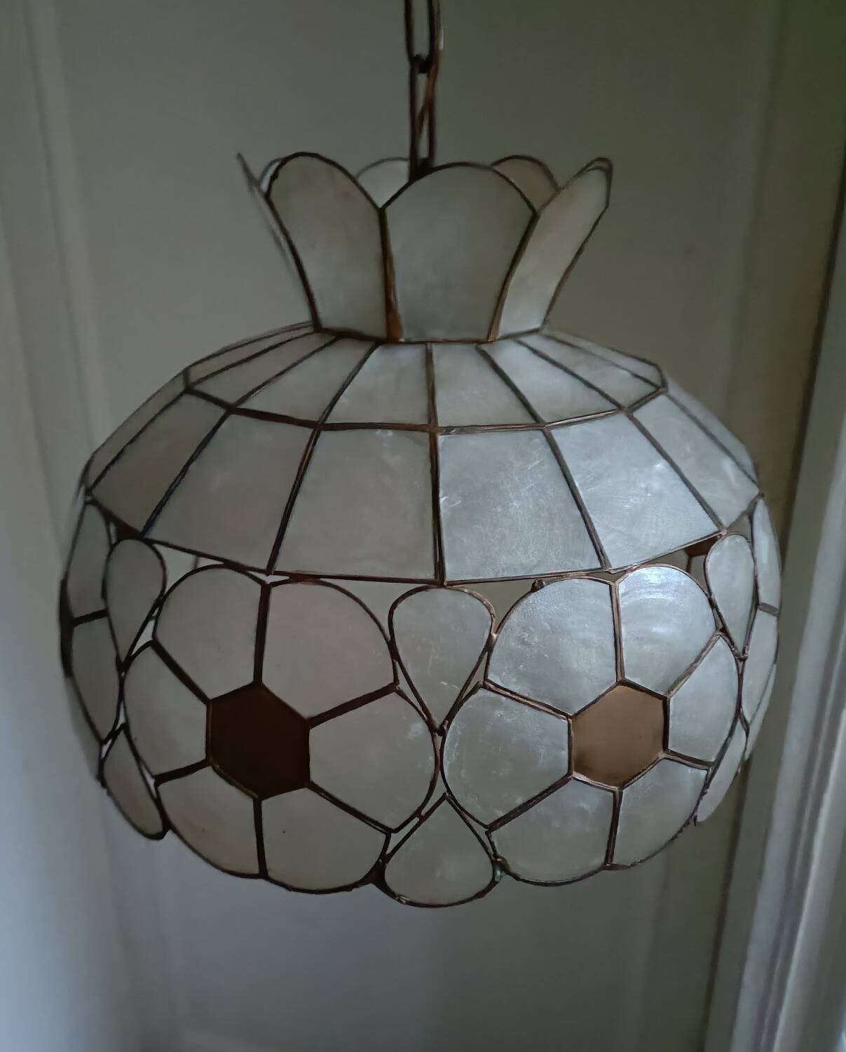Mother-of-pearl and brass lampshade