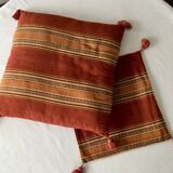 Lot de 2 coussins carrés 100% coton imprimé brique