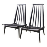Pair of Low Chairs Low Chairs Scandinavian Design Wooden Armchairs