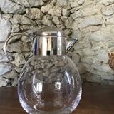 Art Deco carafe in silver metal and blown glass