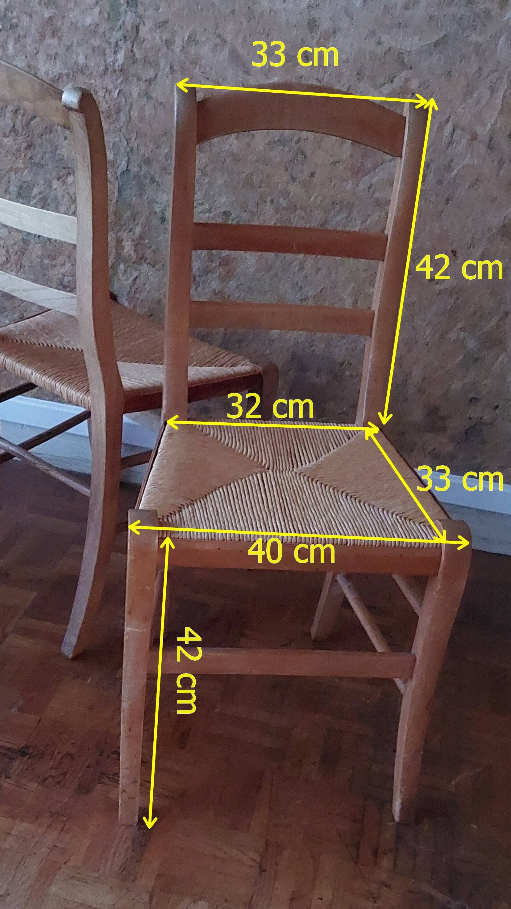 Set of 4 straw chairs in cherry wood