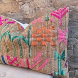 Handmade cushion cover in Berber wool: Moroccan Kilim cushion
