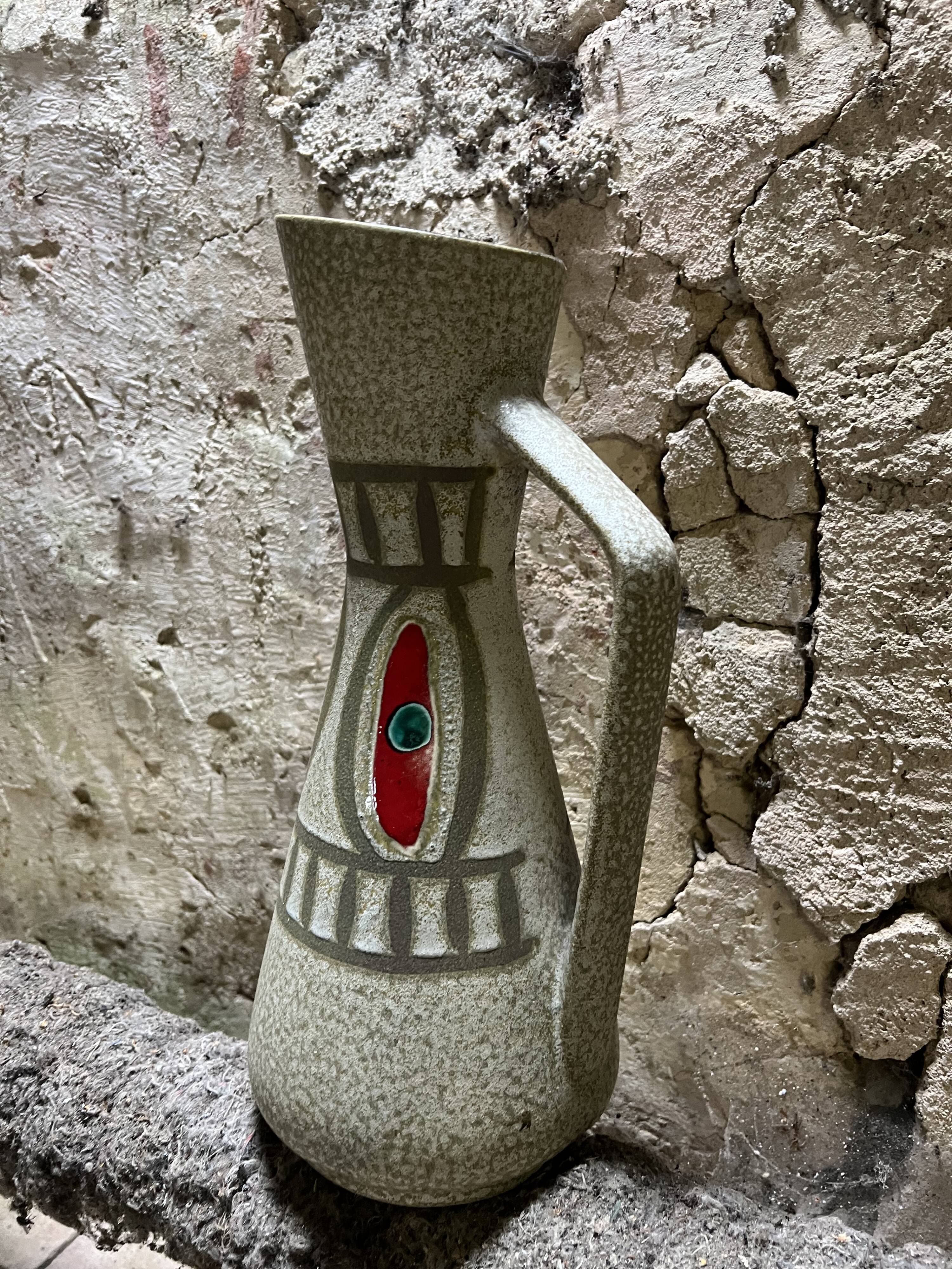 Vintage glazed ceramic jug – West Germany, 1960s