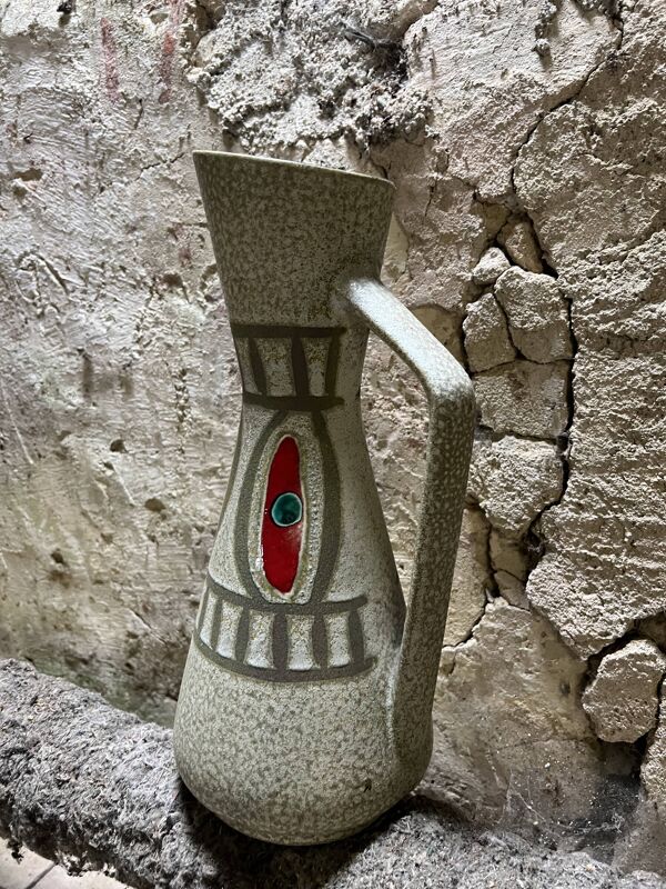 Cruche vintage en céramique émaillée – Allemagne de l’Ouest, années 60