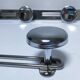 two vintage chrome metal coat hooks