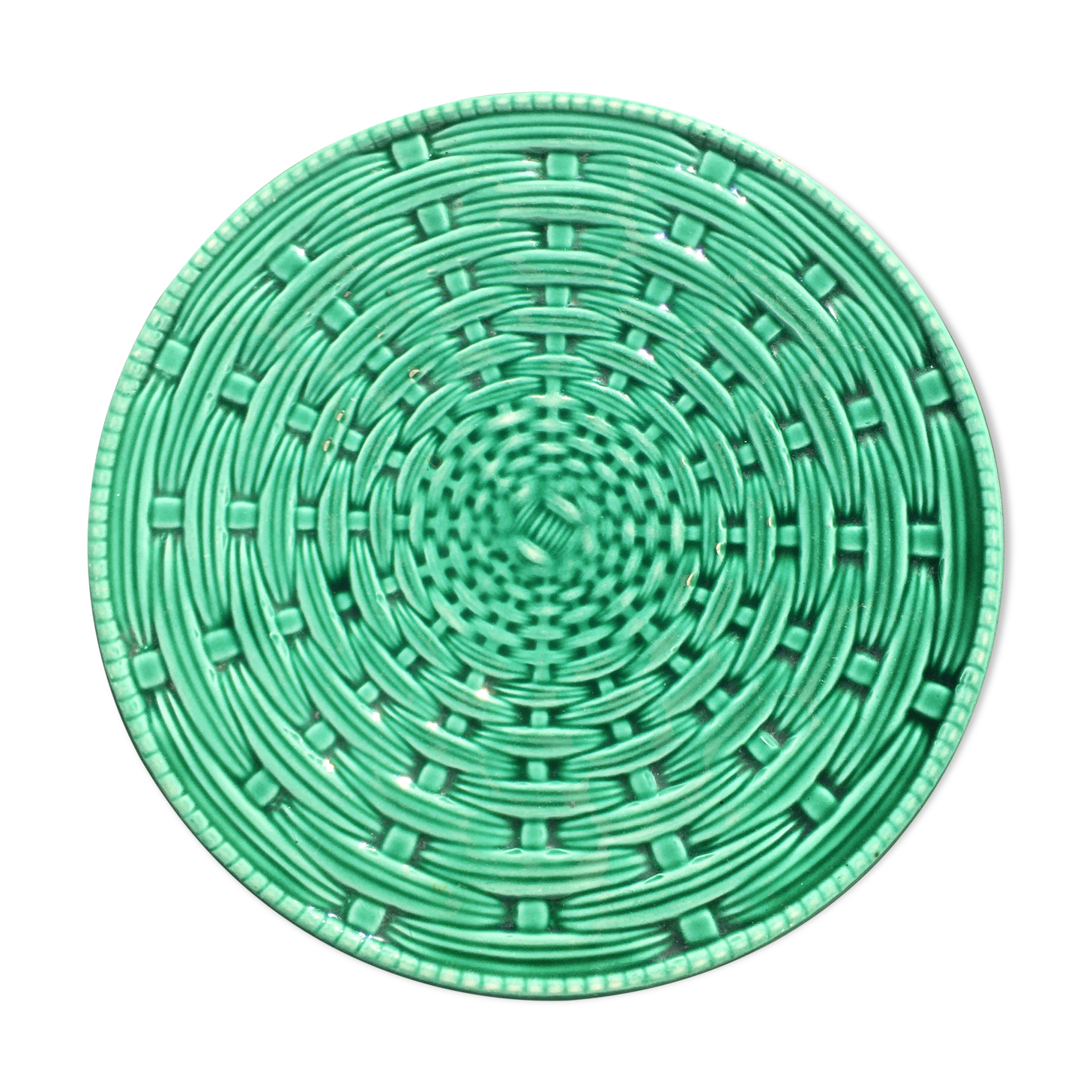 Green ceramic dish 50s Sarreguemines