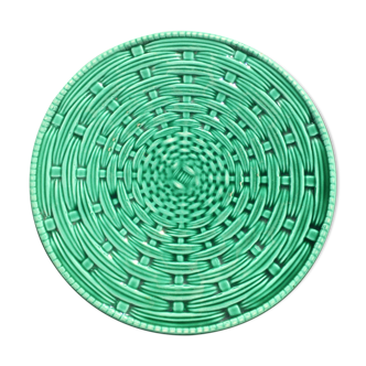 Green ceramic dish 50s Sarreguemines