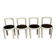 Lacquered wooden chairs with fabric, 1970s, set of 4
