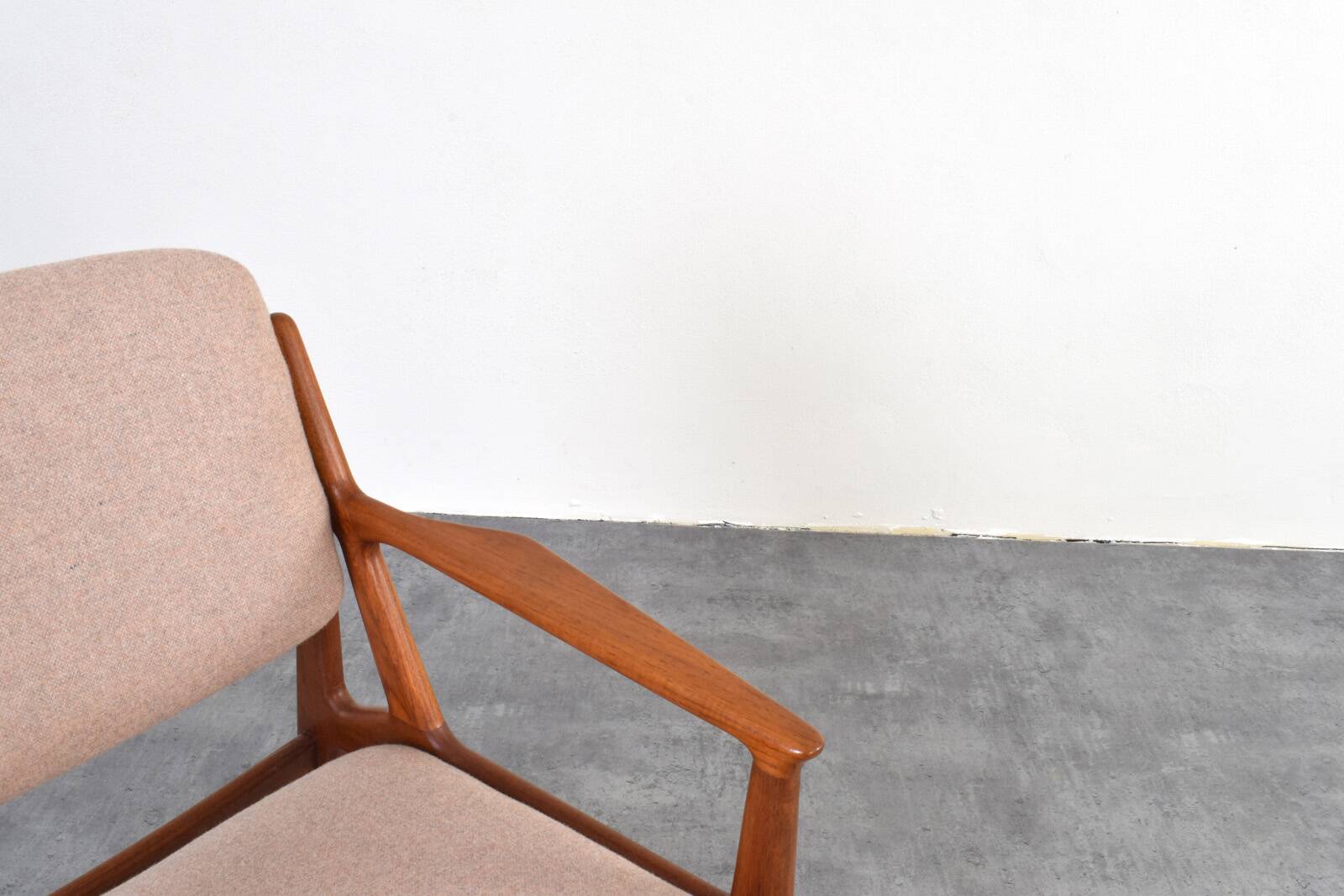 Fauteuil Ella en teck et laine du milieu du siècle par Arne Vodder pour Vamo Sønderborg