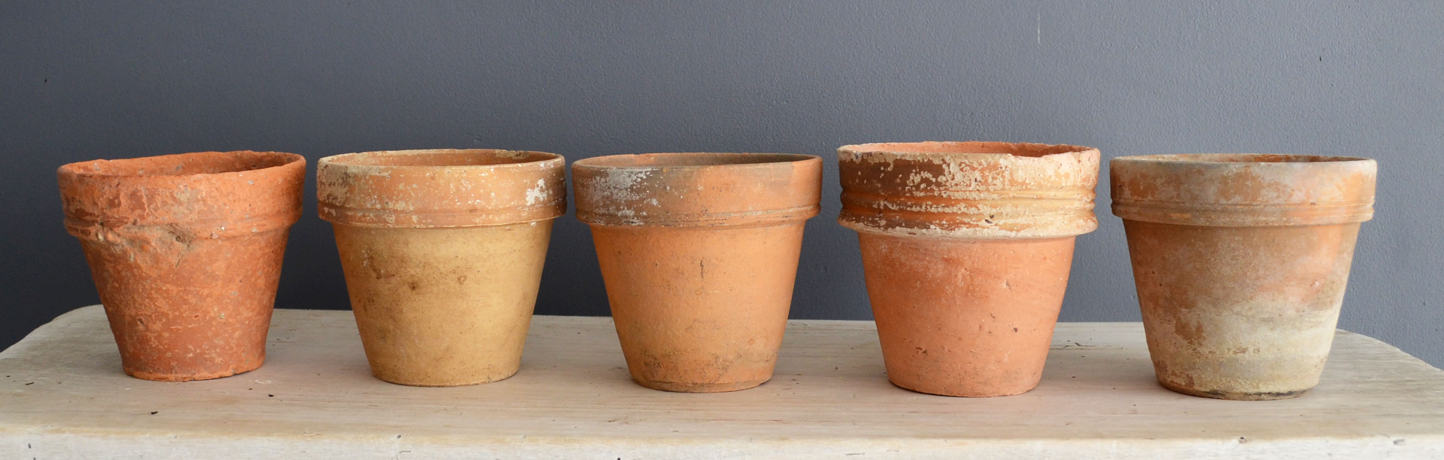 5 old terracotta pots 10 cm