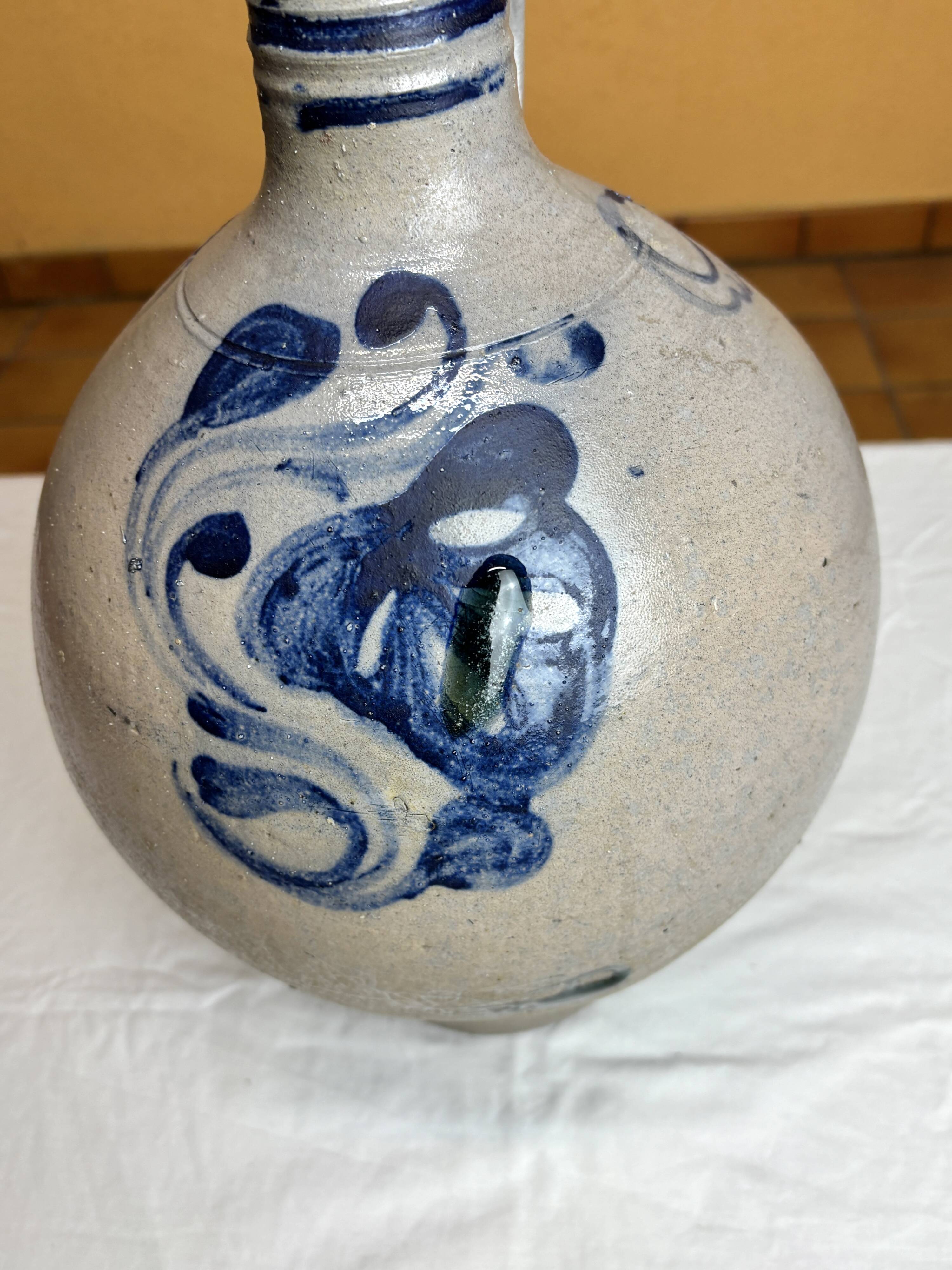 Old oil bottle in Alsatian stoneware
