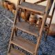 Antique wooden carpenter's stepladder, traces of paint, treated, 110 cm