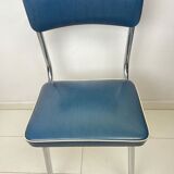 Chaise Gispen pour enfants en vinyle chrome et bleu