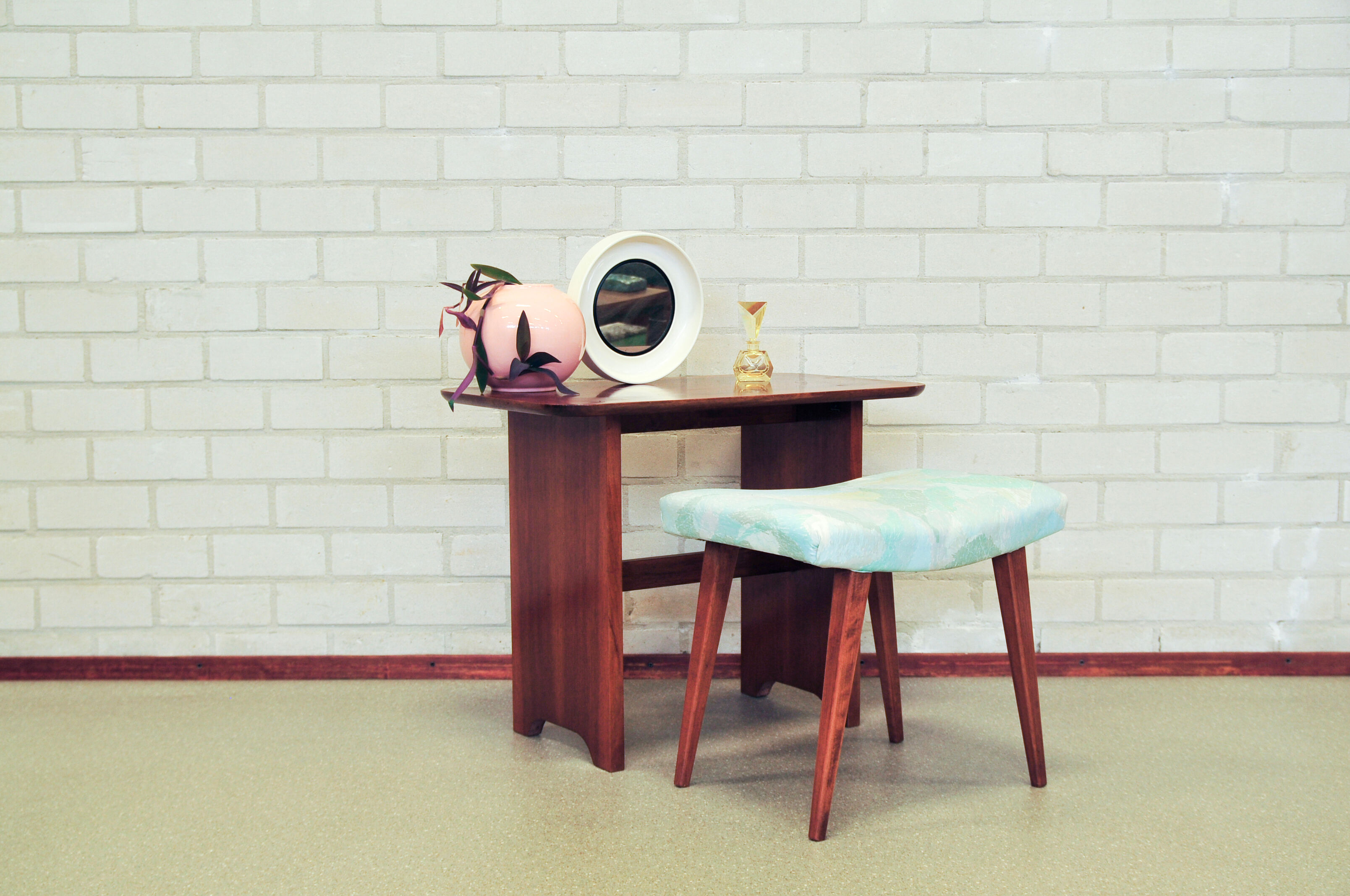 Vintage teak dressing table side table