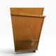 Vintage wooden display cabinet with green glass.