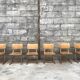 Series of 10 casala children's chairs in vintage light wood