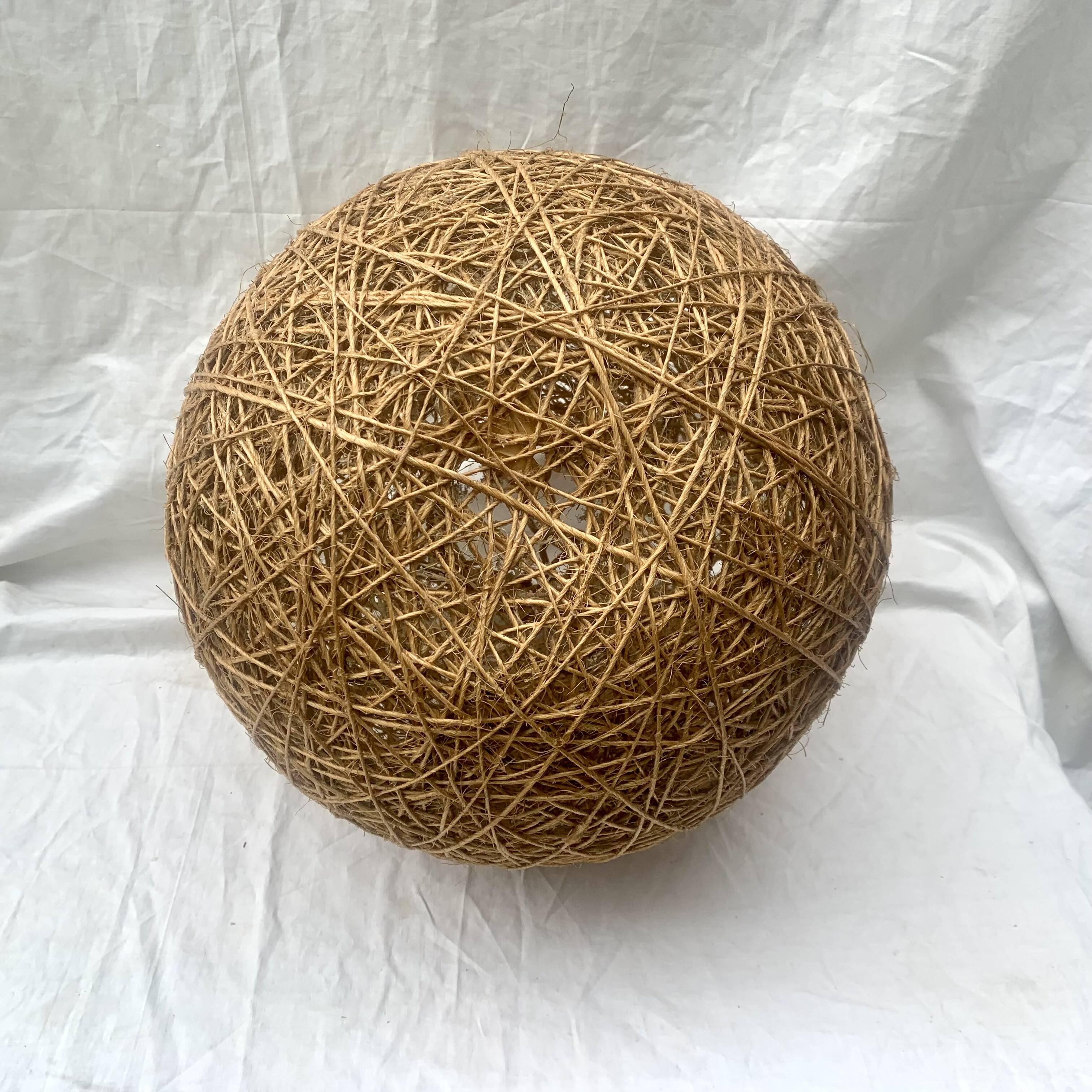 Vintage rope and rattan ball pendant light - 36 cm