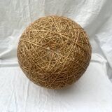 Vintage rope and rattan ball pendant light - 36 cm